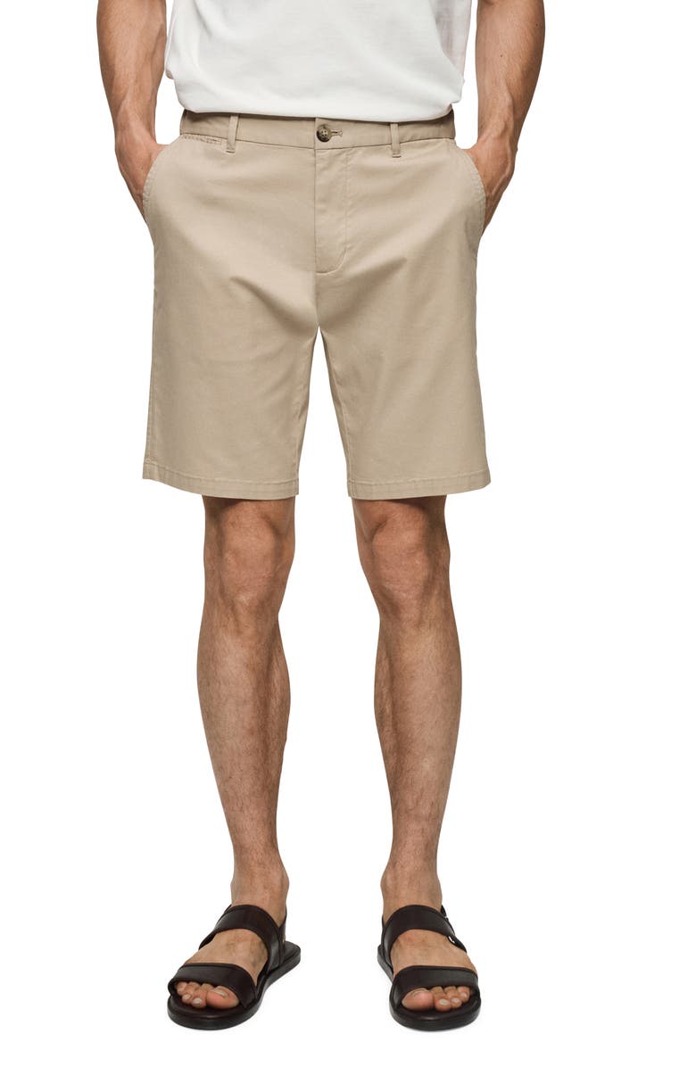MANGO Slim Fit Stretch Cotton Bermuda Chino Shorts, Main, color, 