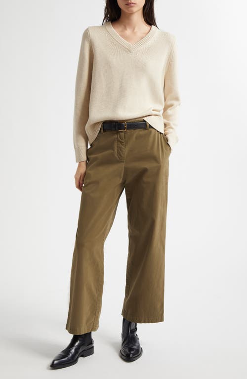 Shop Nili Lotan Nohan Stretch Cotton Ankle Pants In Military Green