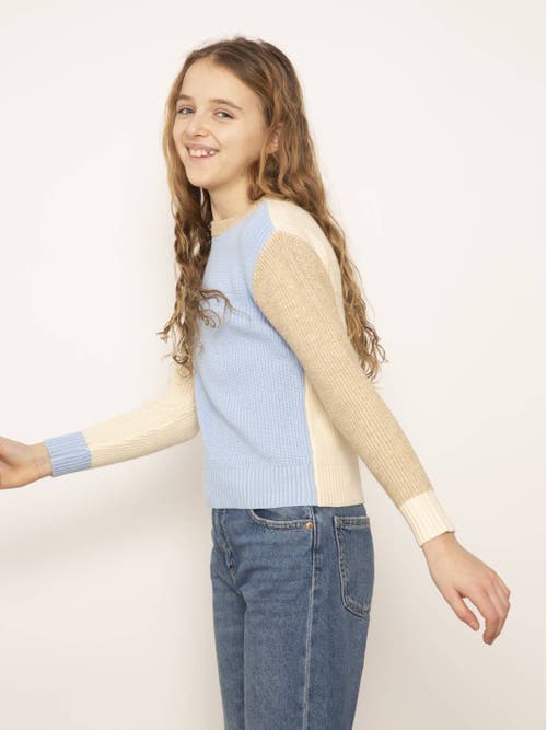 Shop Central Park West Mallory Crewneck Whipstitch Sweater In Blue Multi