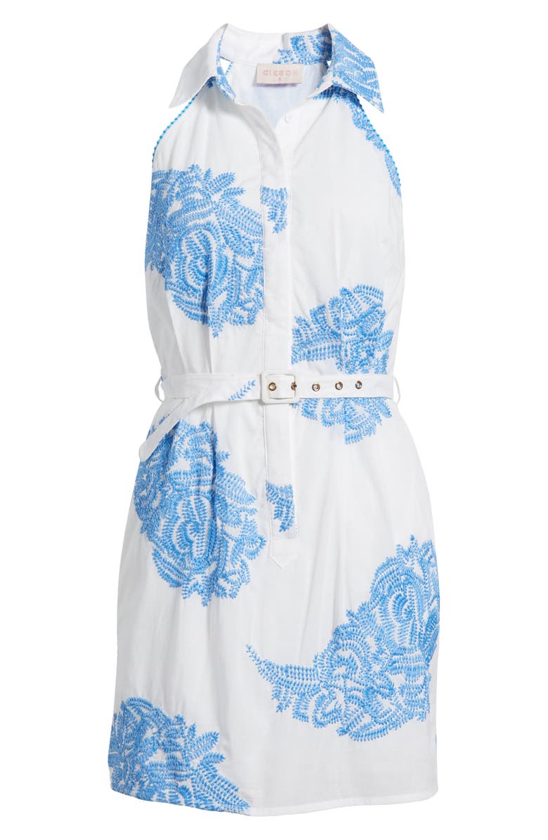 CIEBON Frances Embroidered Belted Shirtdress, Alternate, color, White/ Blue