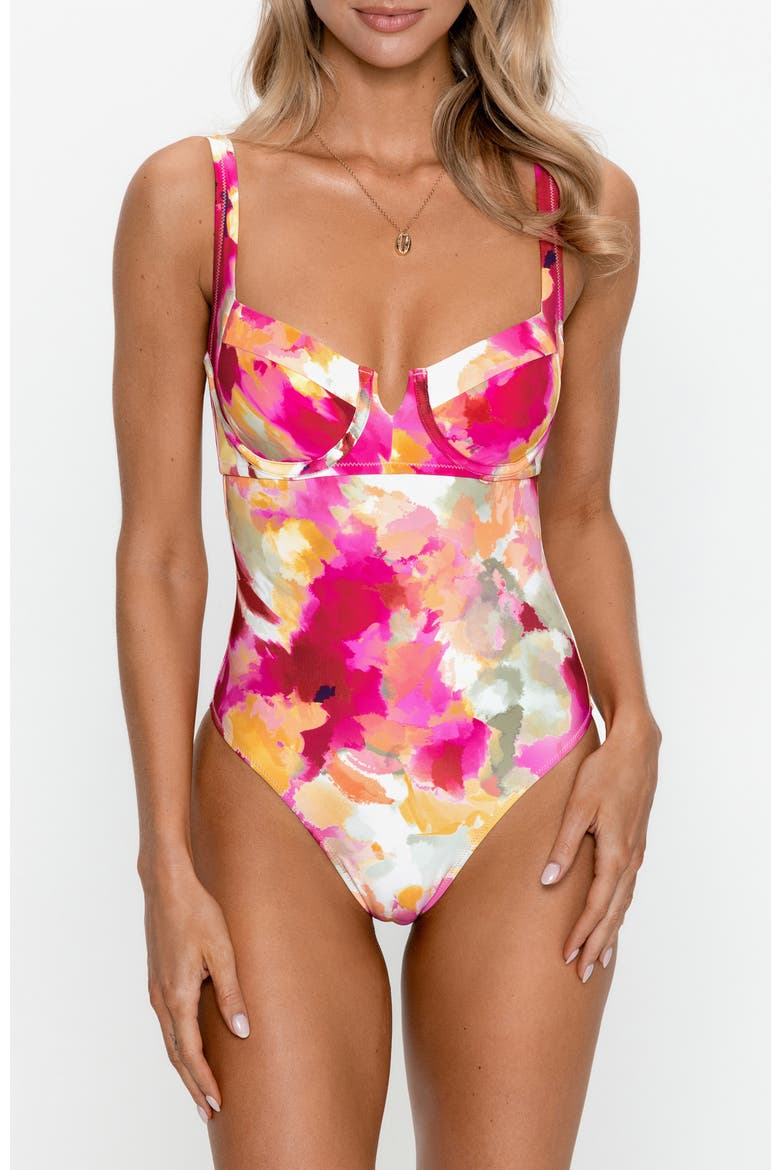 Underwire Cheeky One-Piece Swimsuit, Main, color, Medium Pink