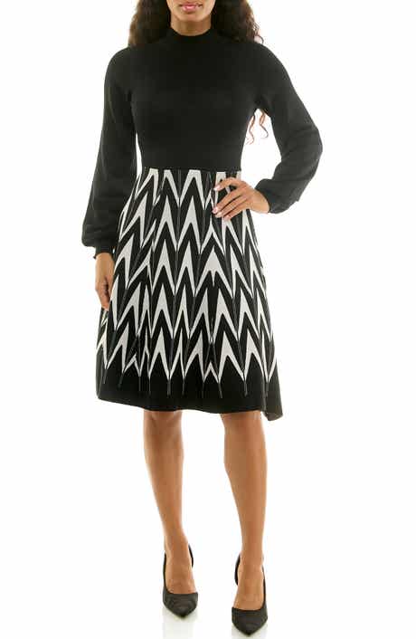 Nina Leonard Mock Neck Long Sleeve Sweater Dress