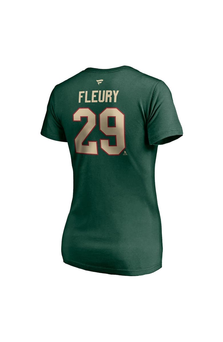 FANATICS Women's Fanatics Branded Marc-Andre Fleury Green Minnesota Wild Authentic Stack Name & Number V-Neck T-Shirt, Alternate, color, 
