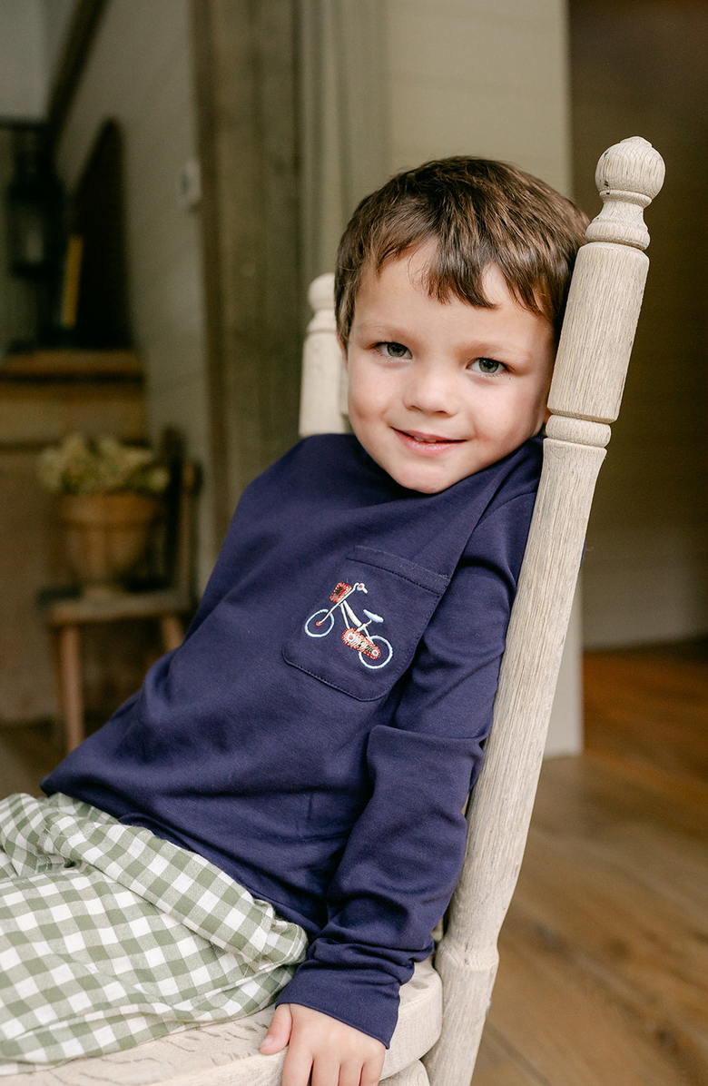 Little Paper Kids Brooks Pocket Bicycle Tee, Alternate, color, Navy