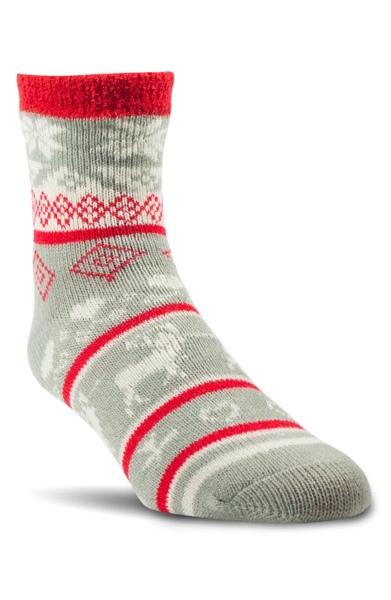 Woolrich Aloe-Infused Double-Layer Snowflake Crew Socks, Alternate, color, 