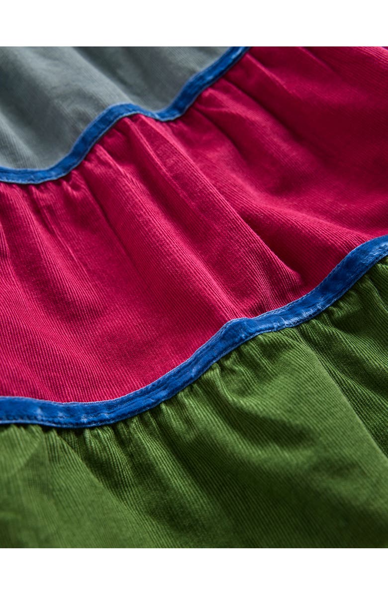Mini Boden Kids' Colorblock Cotton Corduroy Tiered Dress, Alternate, color,