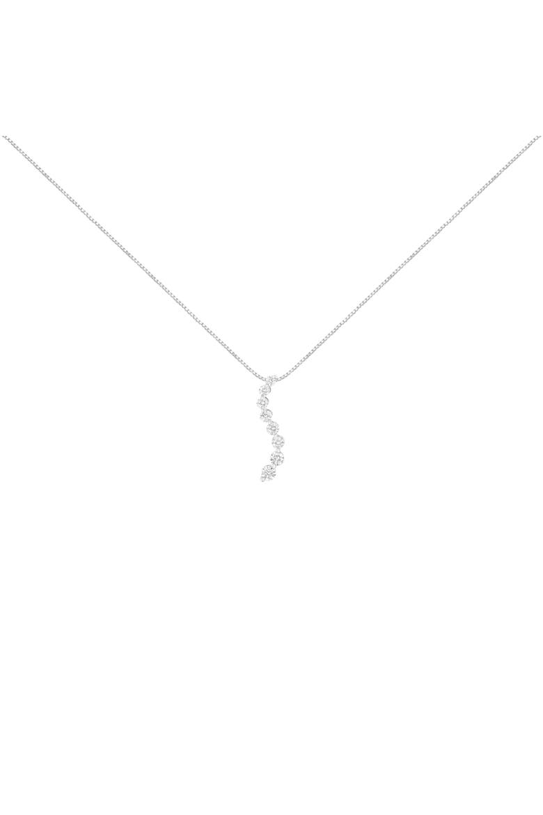 AGS Certified 14k White Gold 3.0 Cttw Diamond Journey 18" Pendant Necklace, Alternate, color, White