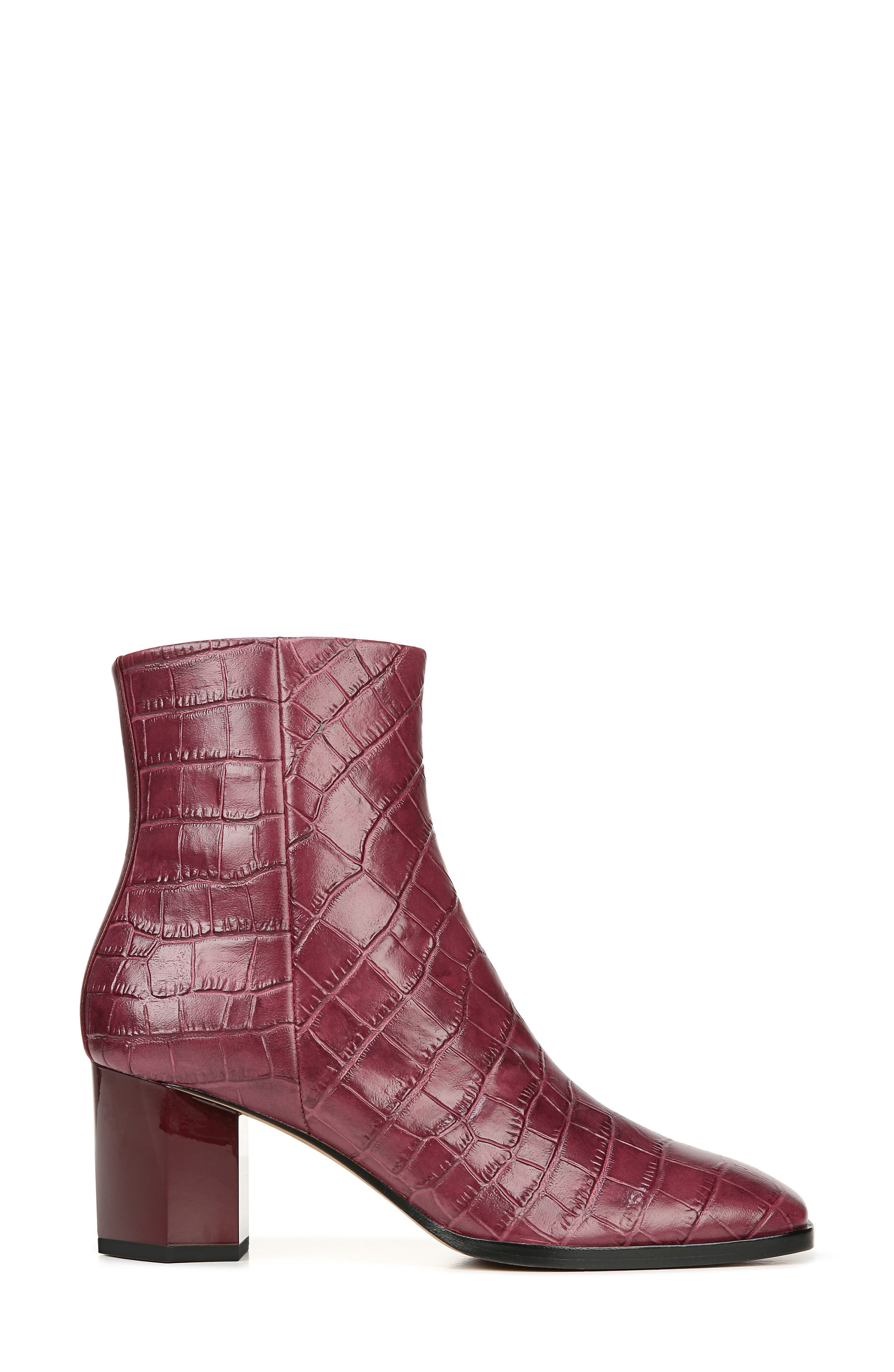 Thelma Croc Embossed Bootie, Alternate, color, BURGUNDY