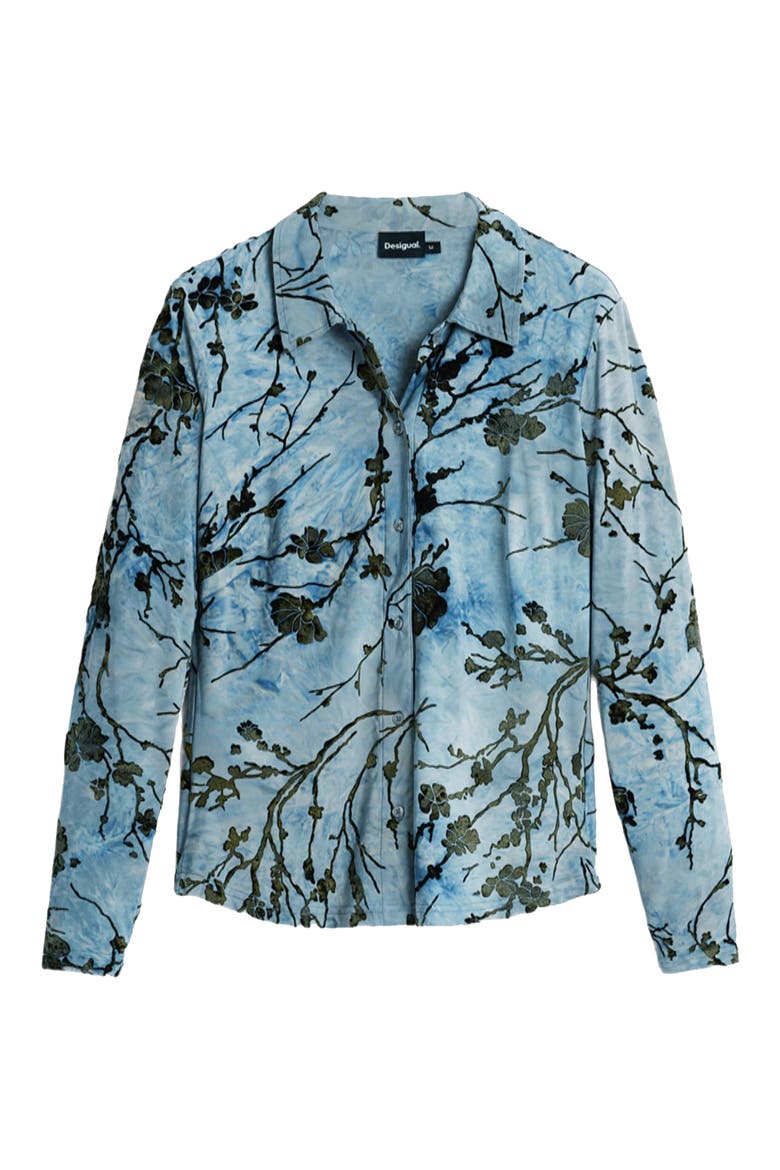 Floral Print Button-Up Shirt, Alternate, color, BLUE MULTI