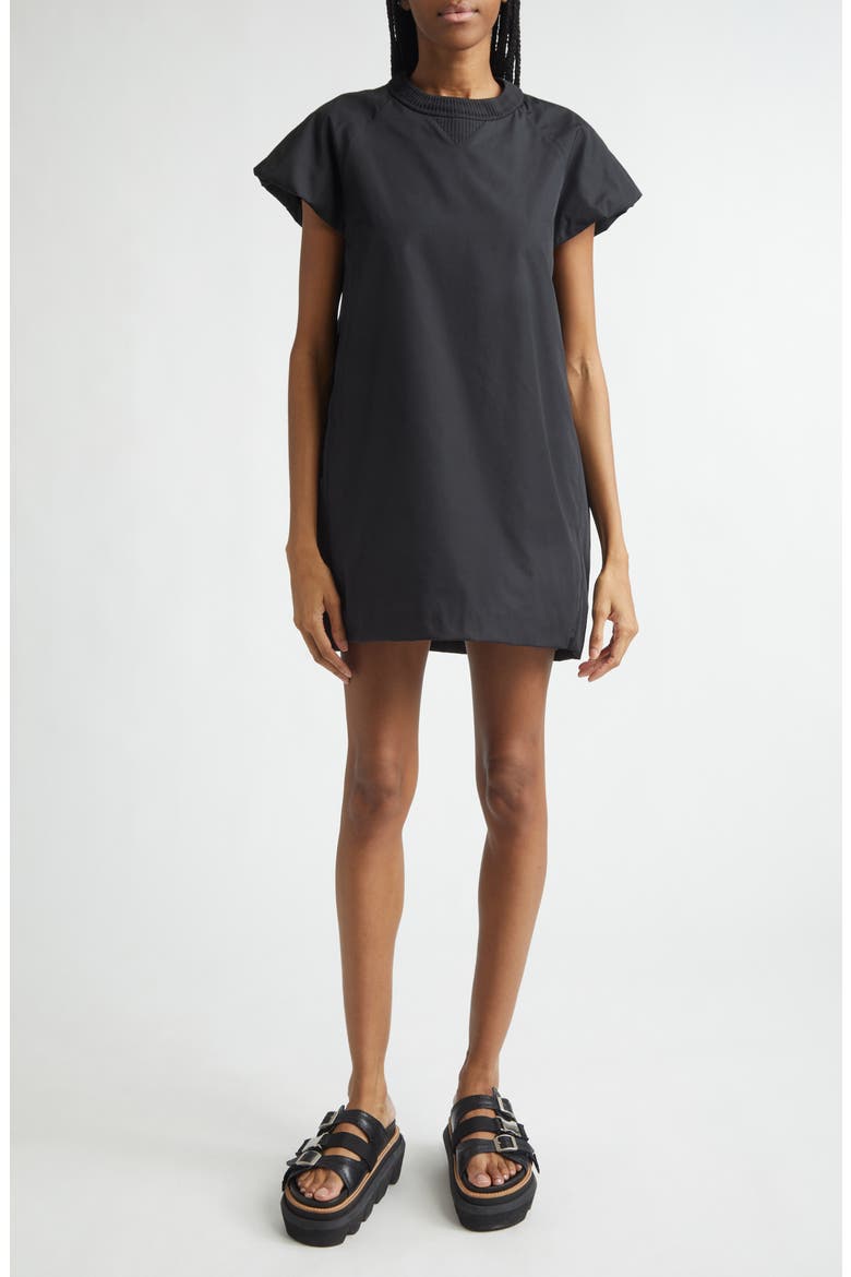 Poplin Sweatshirt Dress, Main, color, BLACK