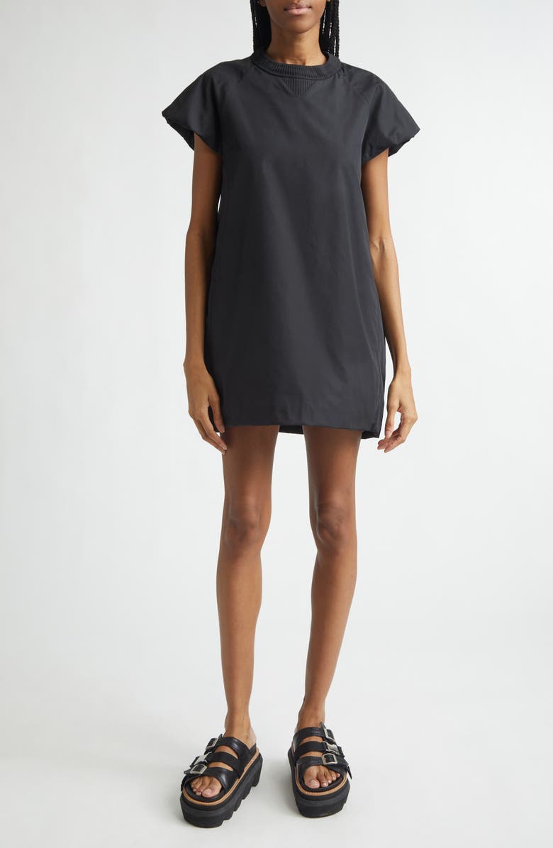 Sacai Poplin Sweatshirt Dress, Main, color, Black