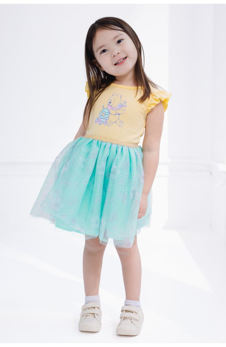 Disney Winnie the Pooh Short Sleeve Tutu Dress, Alternate, color, Yellow Mint Pooh