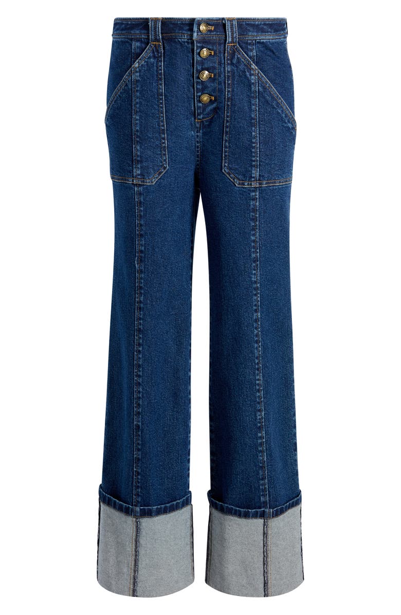 Cinq à Sept Benji Cuffed Wide Leg Jeans, Alternate, color, Oceane
