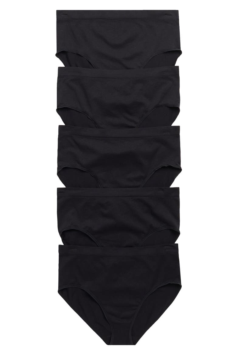 Seamless 5-Pack Full Briefs, Main, color, BLACK