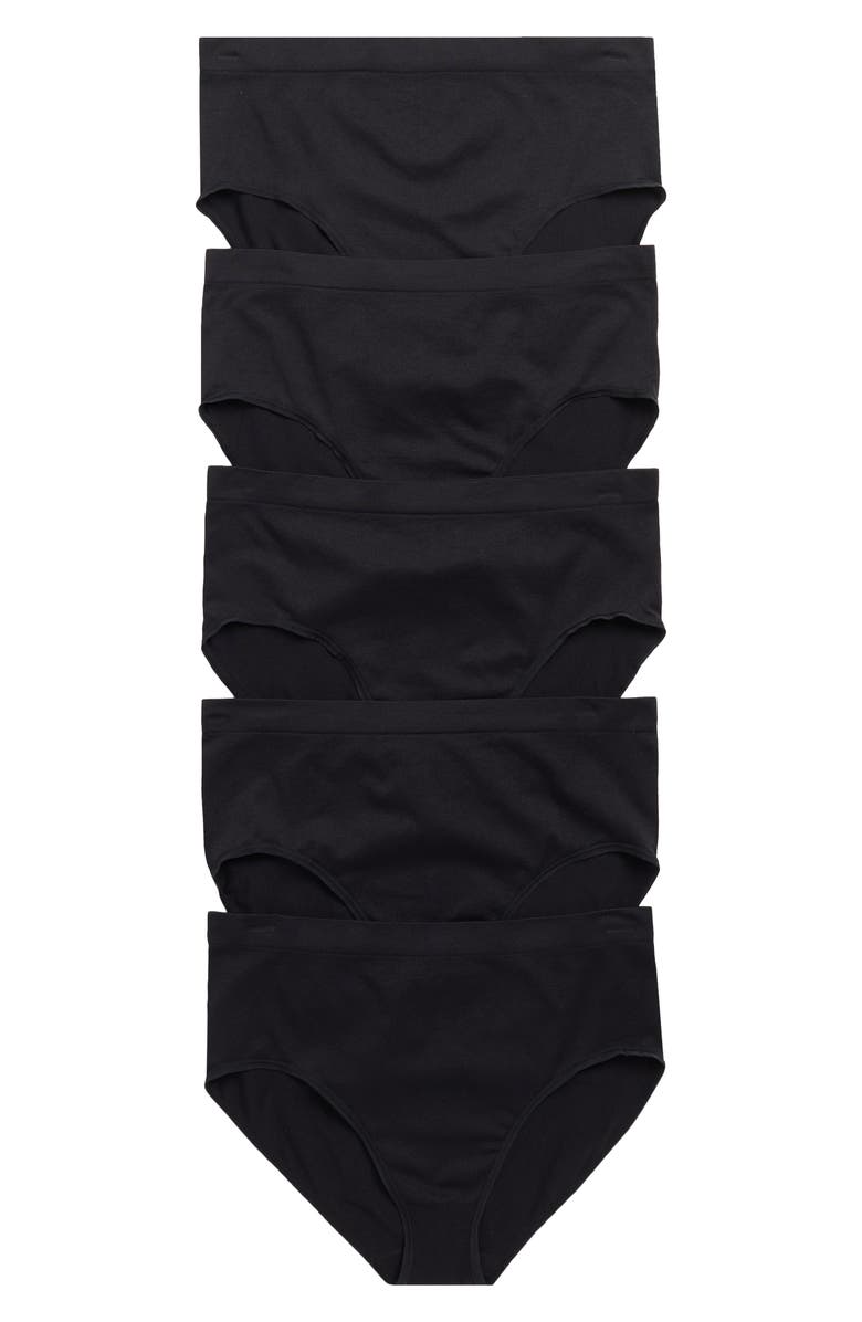 NORDSTROM RACK Seamless 5-Pack Full Briefs, Main, color, Black