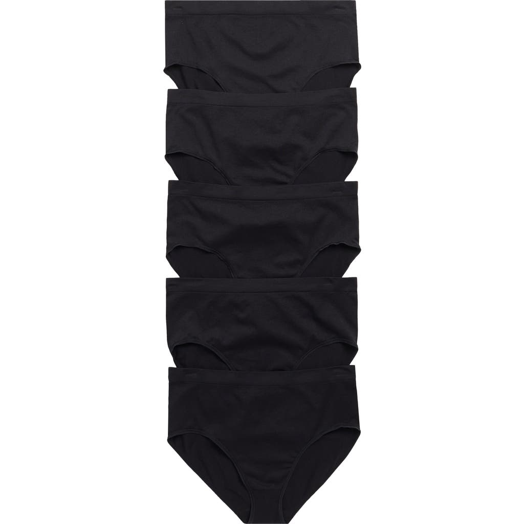 Nordstrom Rack Seamless 5-pack Full Briefs In Black