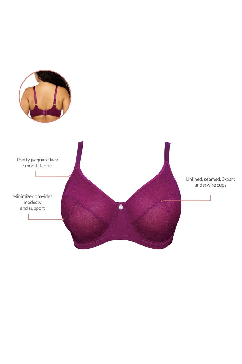 Enora Minimizer Bra, Alternate, color, Blackberry