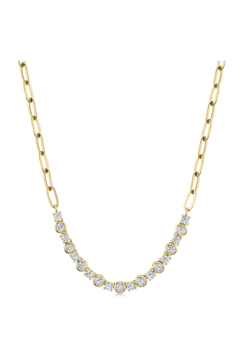 Diamond Round Bezel Pendant Necklace in Paper Clip Link 14K, Main, color, 1.64ct/Yellow Gold