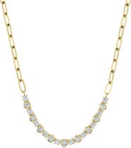 ALLUREZ Diamond Round Bezel Pendant Necklace in Paper Clip Link 14K
