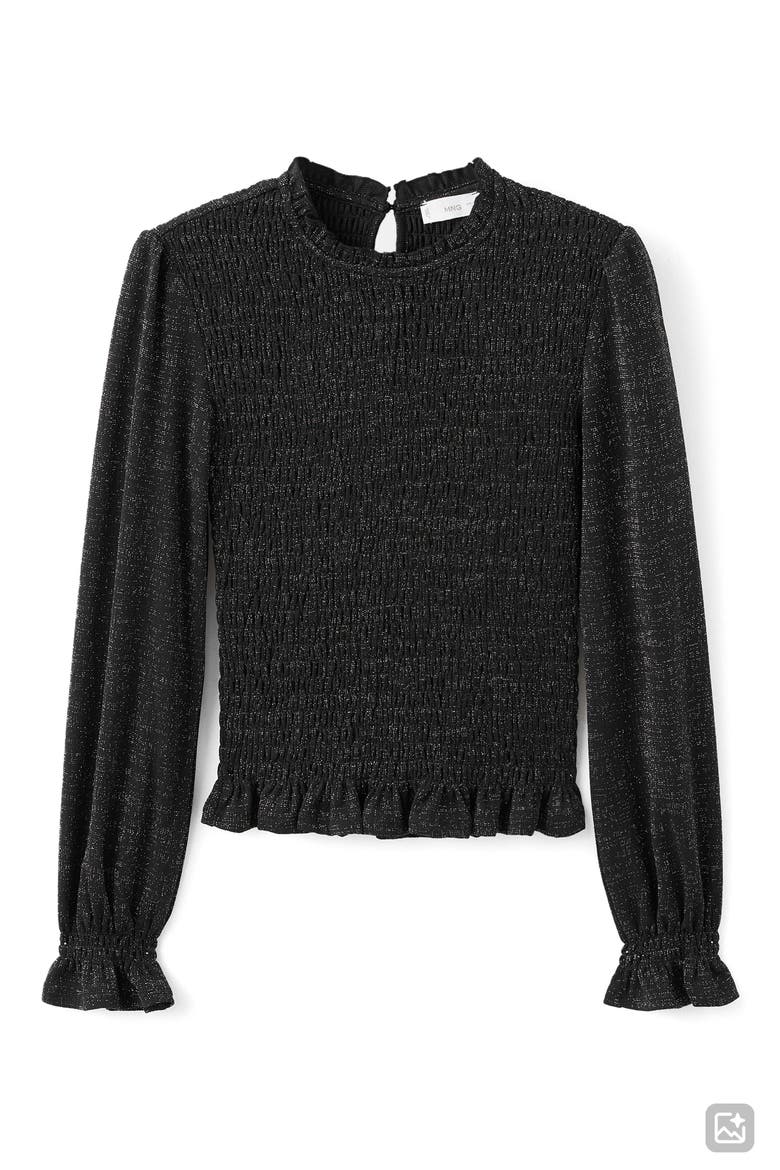 Ruffle Long Sleeve Top, Main, color, BLACK