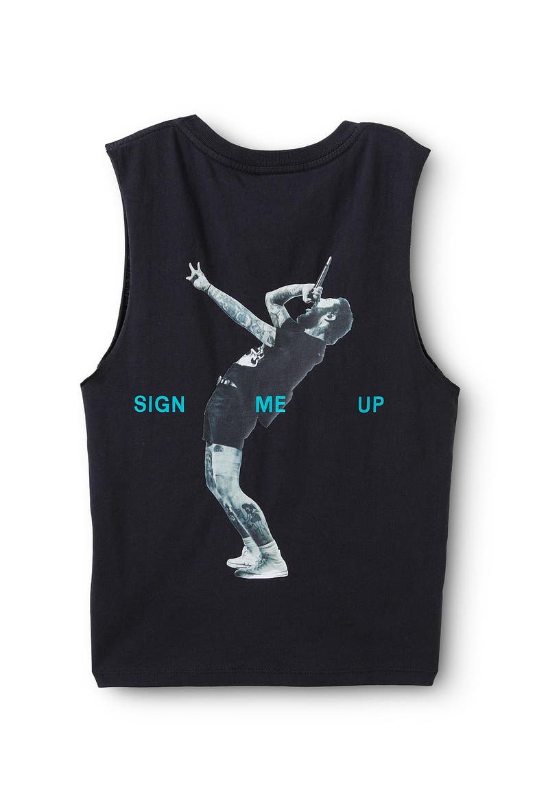 Kid's License Muscle Tank, Alternate, color, Black Wash Post Malone Sign