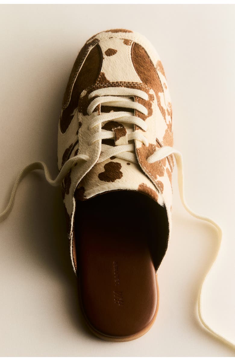 H&M Trainer-style Leather Mules, Alternate, color, Brown/Cowhide Print