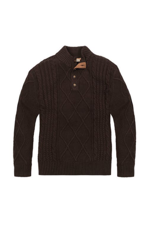 Hope & Henry Organic Mock Neck Cable Sweater In Brown