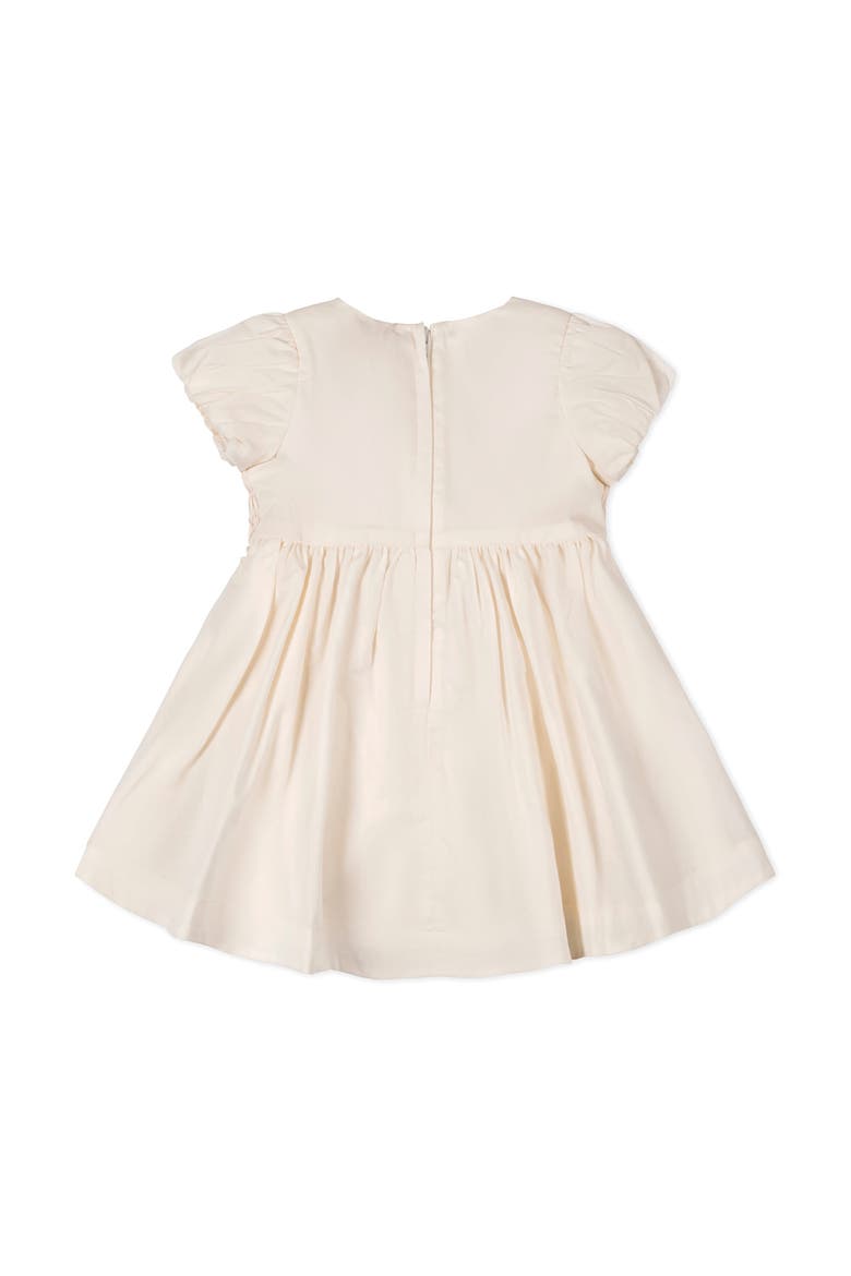 Linen Smocked Puff Sleeve Dress, Alternate, color, Natural with Pink