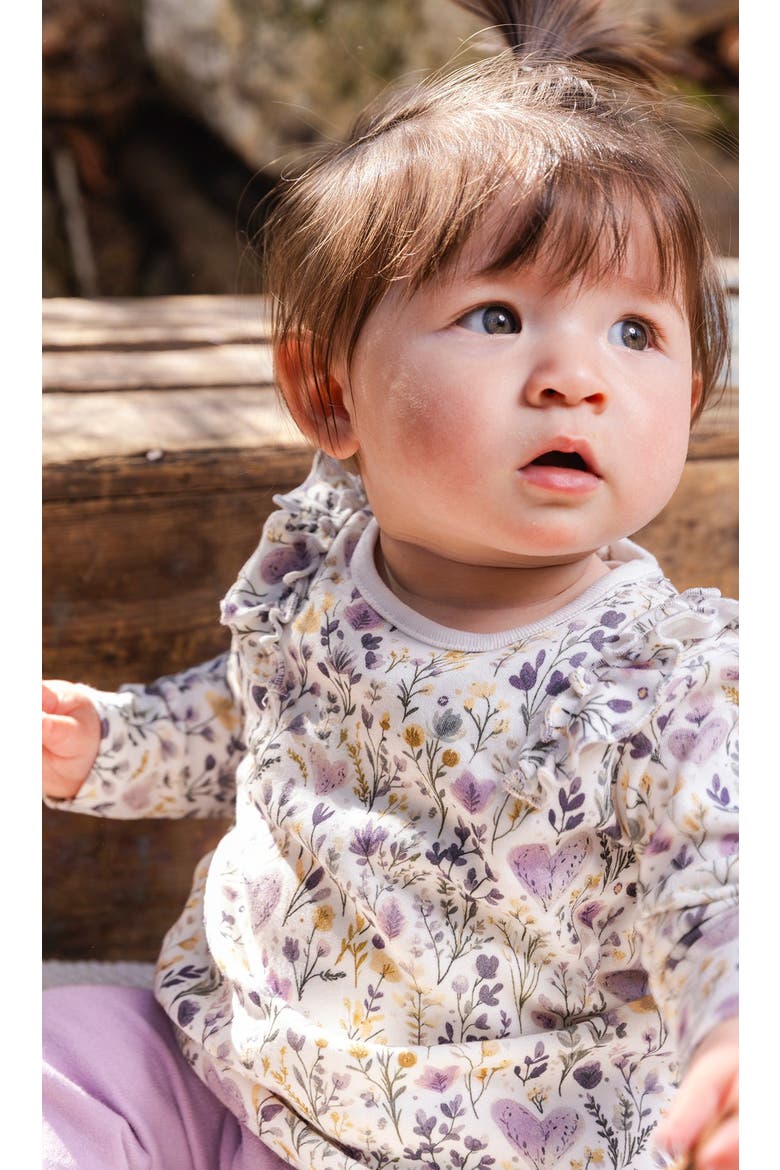 Organic Cotton Heart Ruffle Pants and Top Set, Alternate, color, Beige with Heart Print