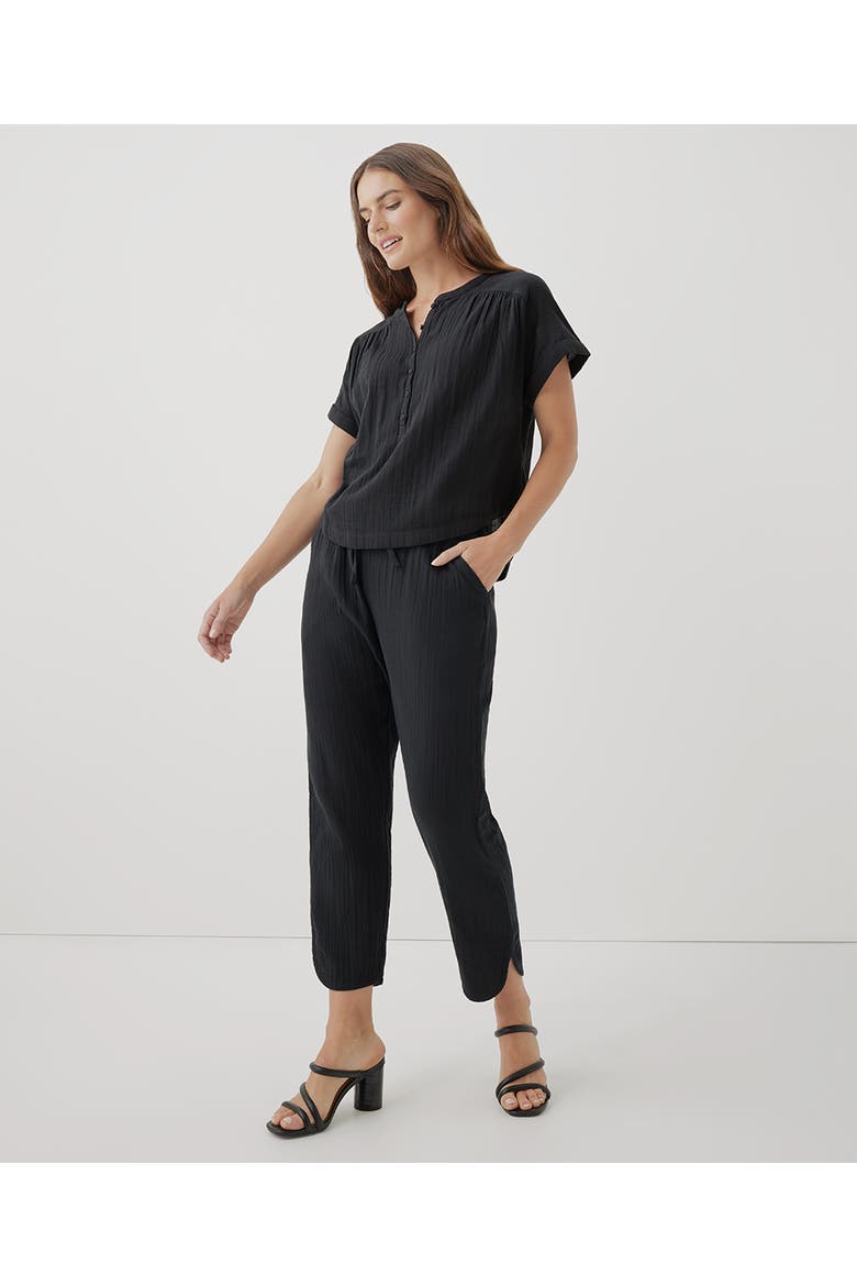 Organic Coastal Double Gauze Tapered Pull-On Pant, Alternate, color, Black