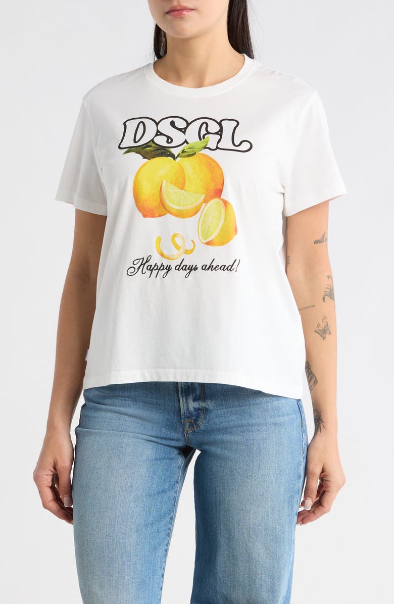 Desigual Logo Cotton Graphic T-Shirt, Main, color, White