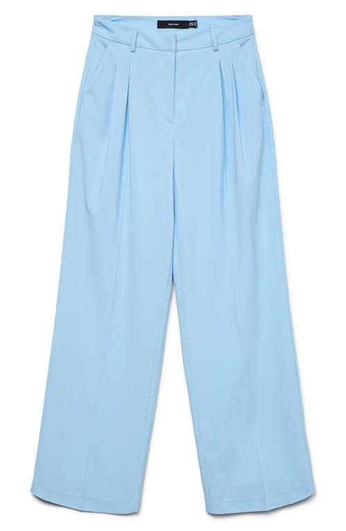 Vero Moda Liba Pleated High Waist Wide Leg Pants In Airy Blue