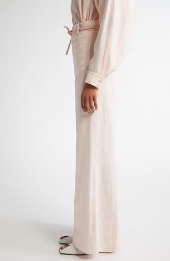パンツ ZIMMERMANN Cream Linen Illuminate Wide-Leg Pant ZIMMERMANN Illuminate wide-leg linen trousers | Harvey Nichols