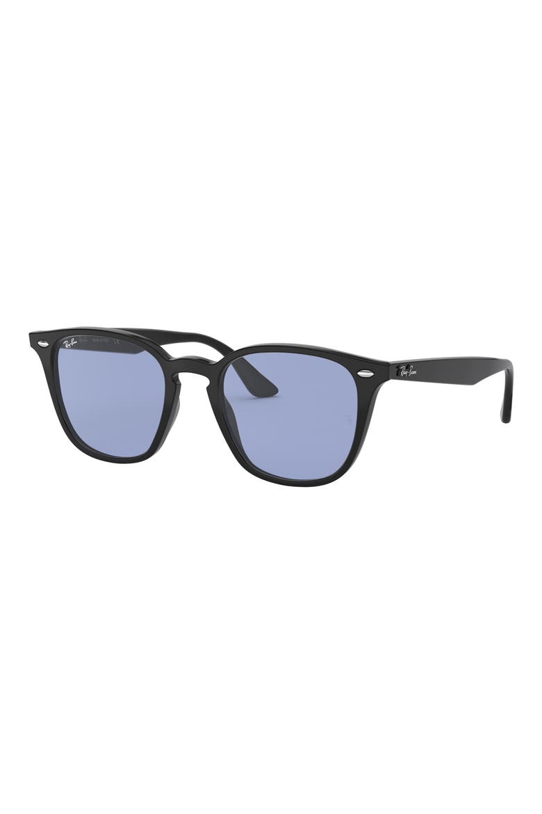 52mm Square Sunglasses, Alternate, color, BLACK / BLUE
