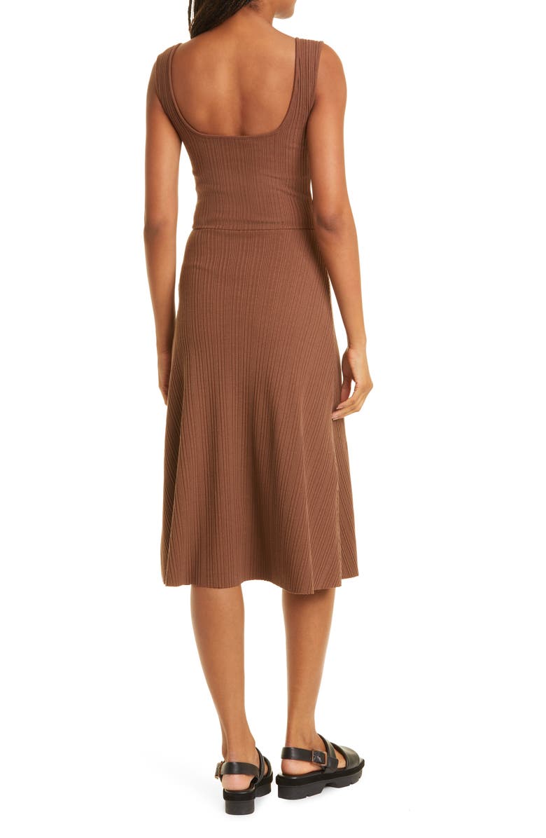 Vince Ribbed Sweetheart Neck Tank Dress, Alternate, color, Hazelnut