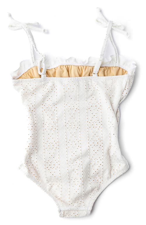 Shade Critters Kids' Eyelet Ruched One-piece Swimsuit In White