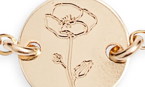 Set & Stones Lily Birth Flower Pendant Bracelet In Gold/august - Poppy