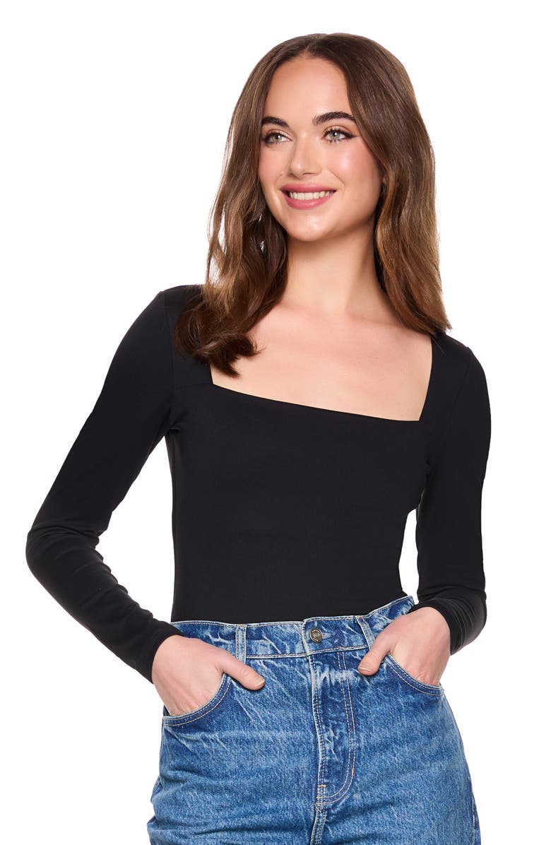 Susana Monaco Square Neck Top, Alternate, color, Black
