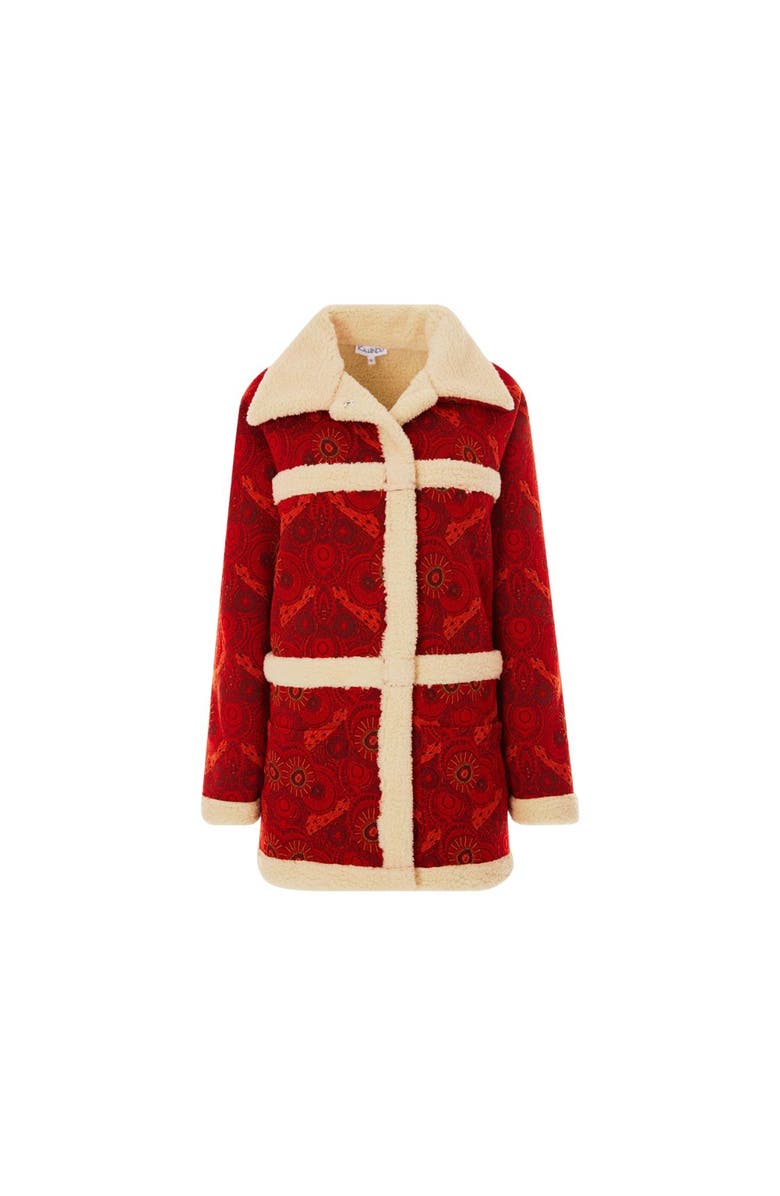 KAHINDO Maputo Shearling Printed Coat, Main, color, Red