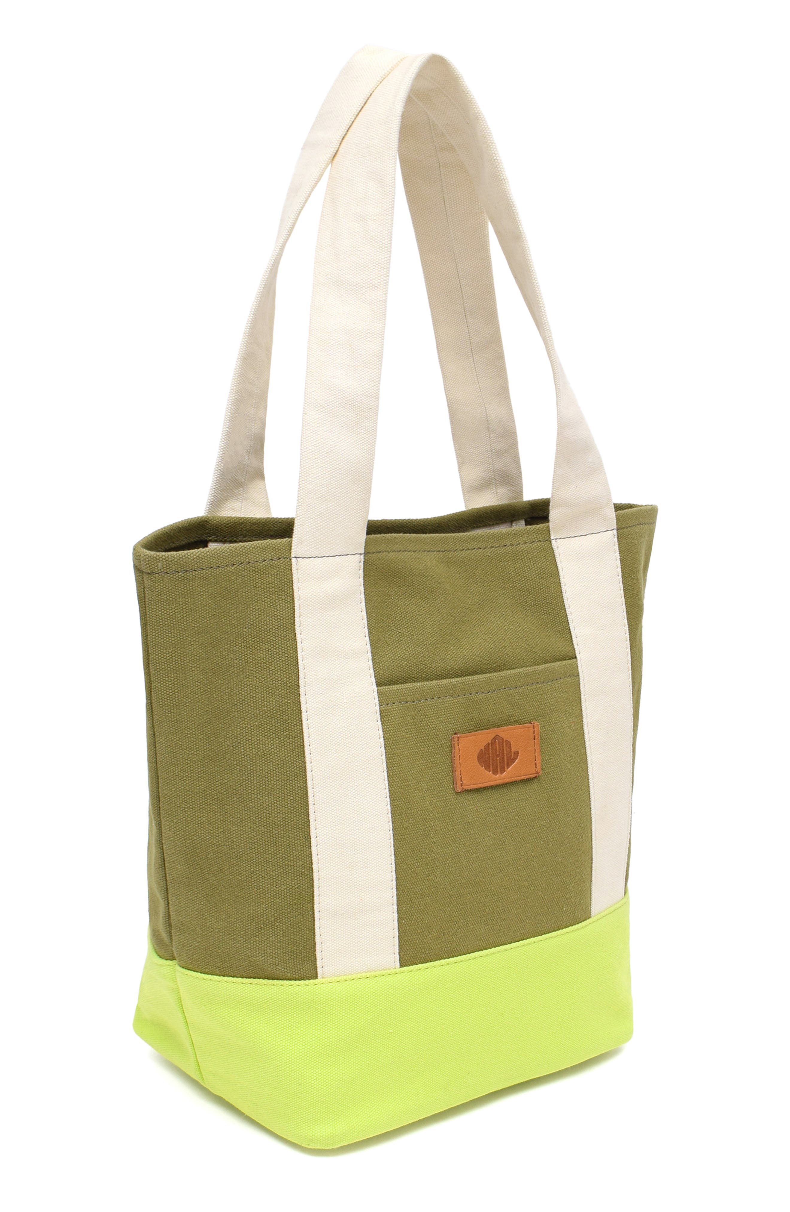 New Amsterdam Leatherworks Medium Kylee Colorblock Tote Bag, Alternate, color, Olive/ Natural