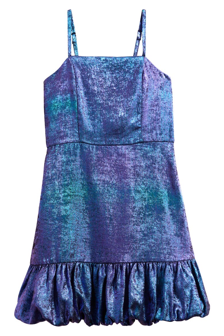 Kids' Liquid Shimmer Bubble Hem Party Dress, Main, color, BLUE PURPLE SHIMMER