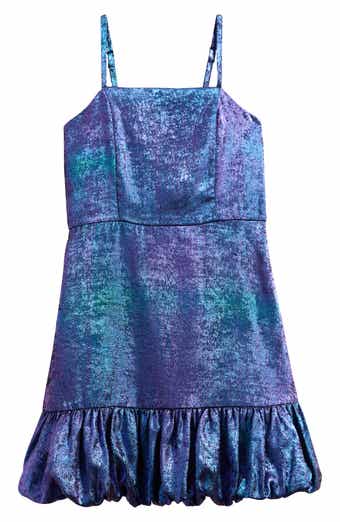 Ava & Yelly Kids' Liquid Shimmer Bubble Hem Party Dress