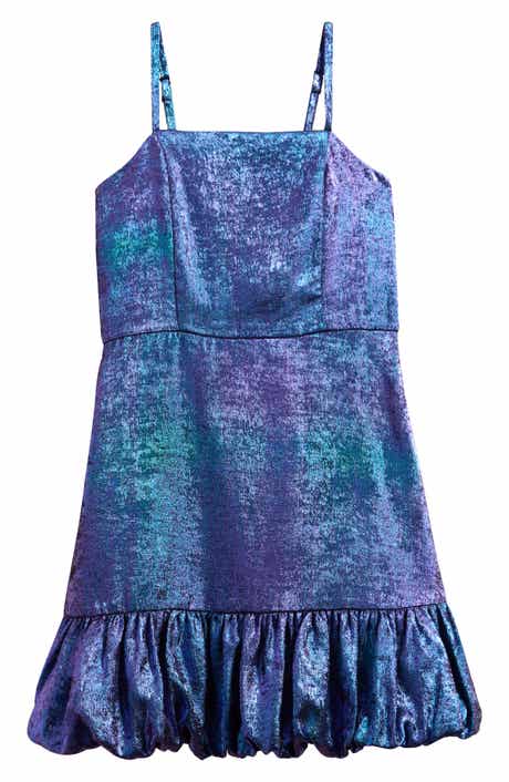 Ava & Yelly Kids' Liquid Shimmer Bubble Hem Party Dress