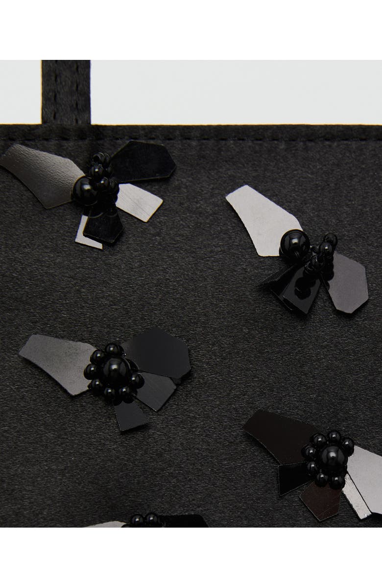 MANGO Flower Appliqué Top Handle Bag, Alternate, color,