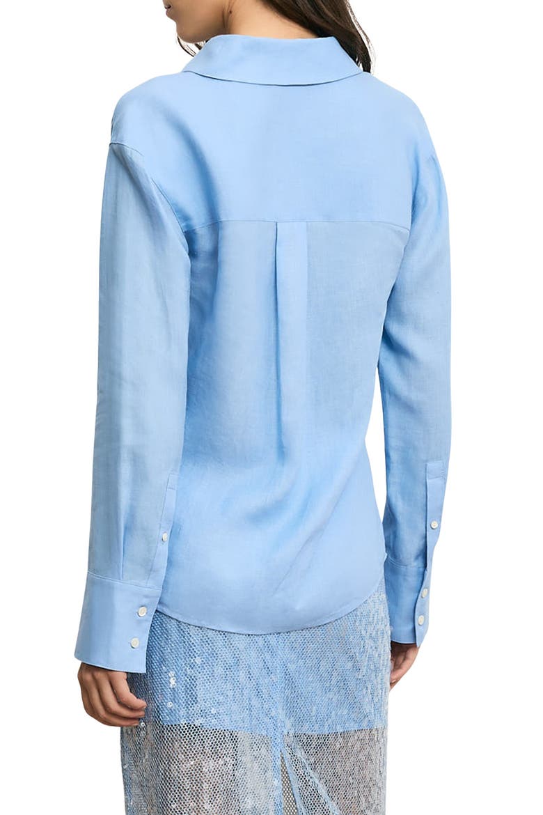 Perezzi Asymmetric Linen Button-Up Shirt, Alternate, color, BLUE JAY