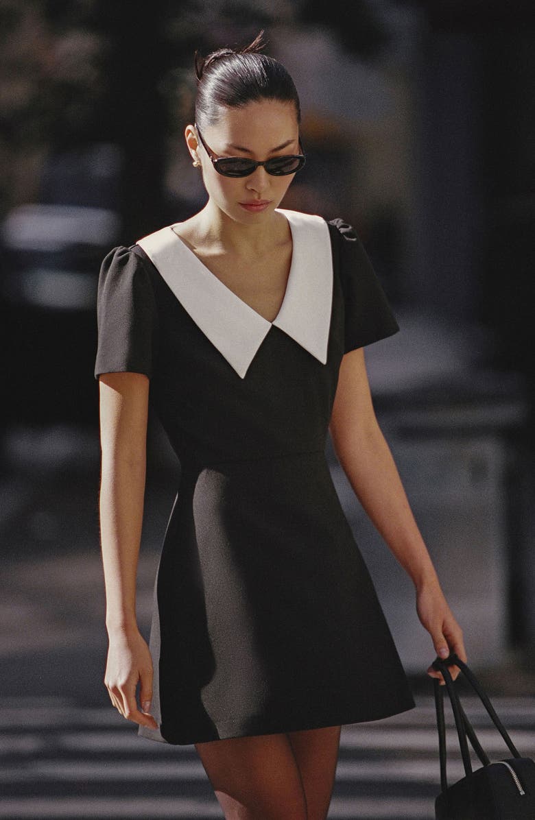 French Connection Azra Collared Minidress, Alternate, color, Black-White