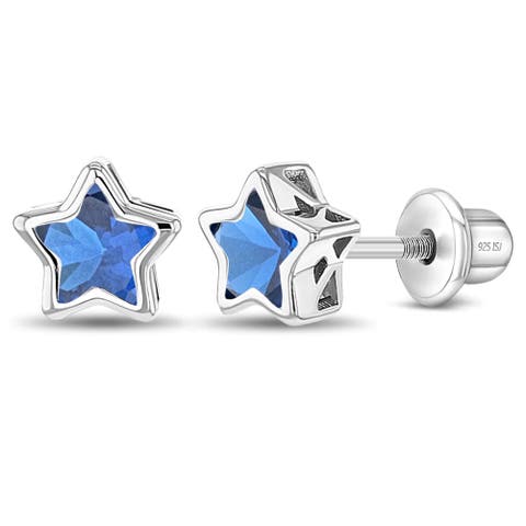 Cubic Zirconia Birthstone Star Earrings