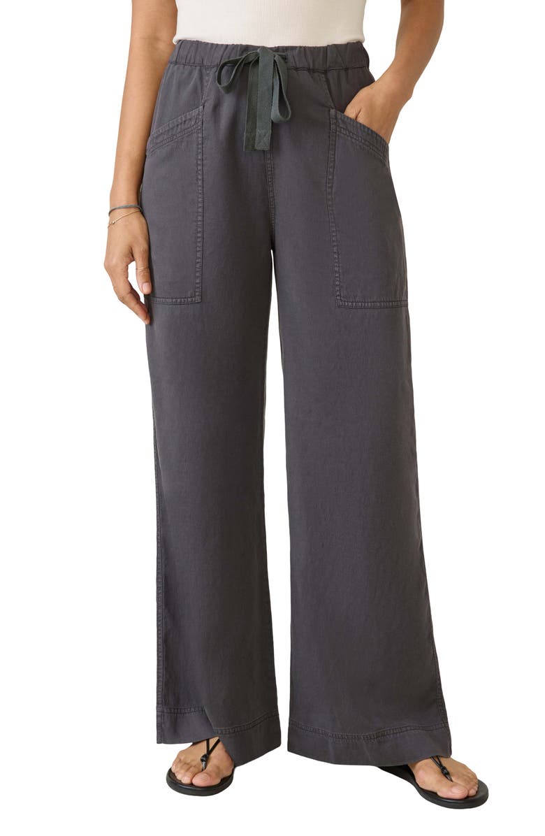 Faherty Topanga Drape Drawstring Pants, Main, color, Washed Black