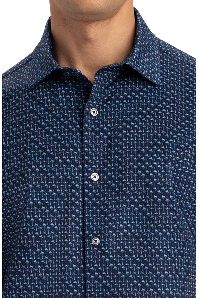 OoohCotton® Print Short Sleeve Button-Up Shirt, Alternate, color, NAVY