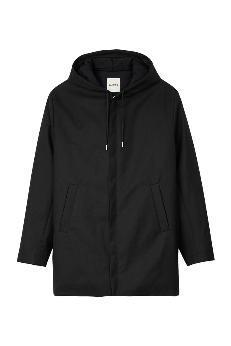 Hooded parka with zip, Alternate, color, Black